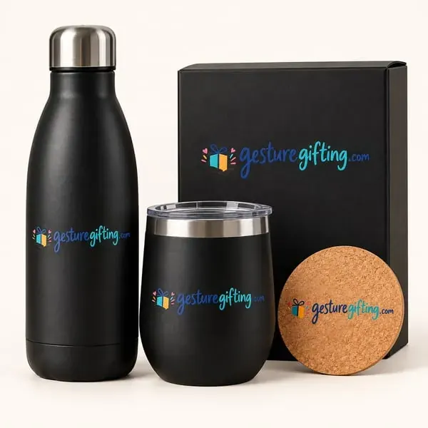 Bottle, Tumbler & Coaster Set with your logo