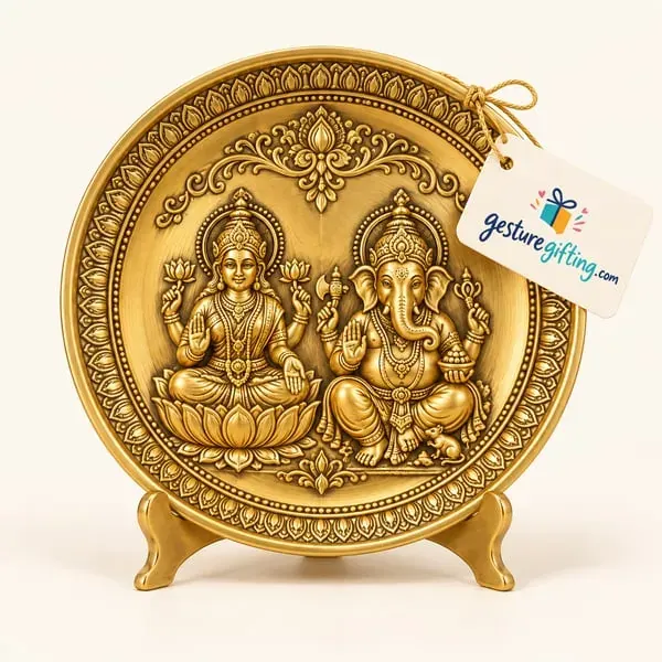 Brass Lakshmi Ganesha Plate with your logo