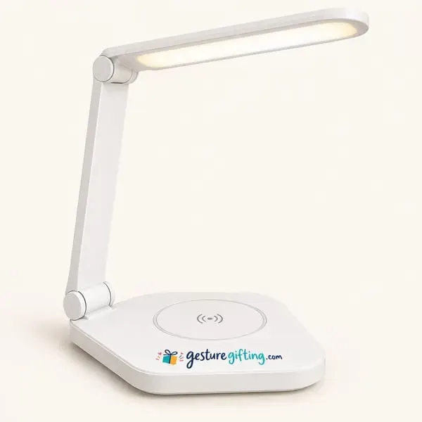LED Desk Lamp with Wireless Charger with your logo